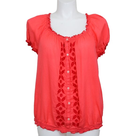 St. John's Bay Tops - St.‎ Johns Bay PLUS Size 1X Milkmaid Peasant Boho Puff Sleeve Blouse Top Cottage